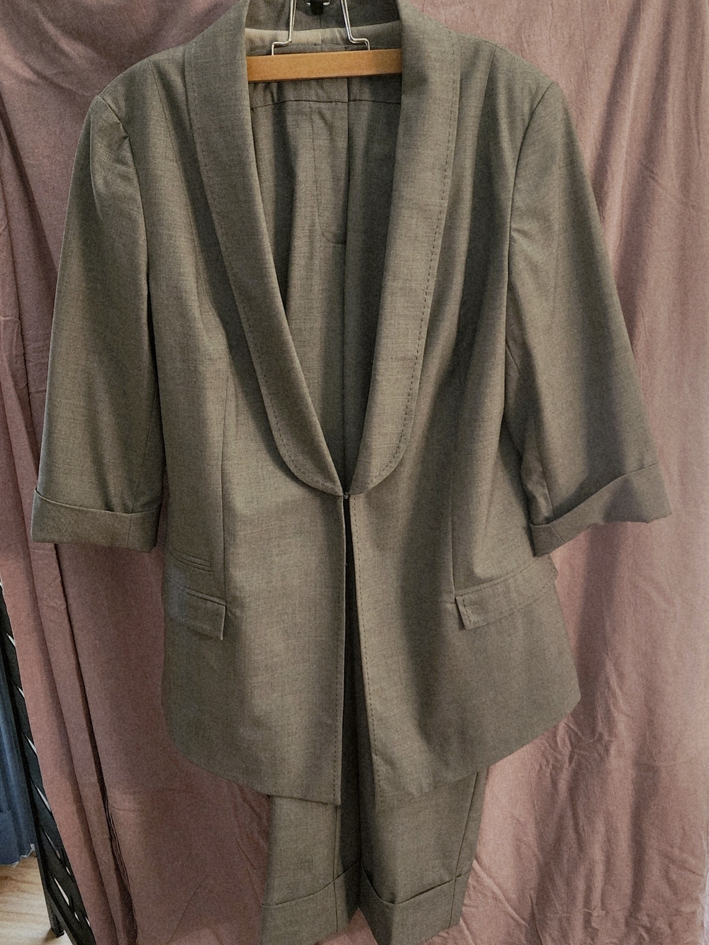 Women's  Chicos Gray Shawl Collar Blazer and Pants- Professional Suit